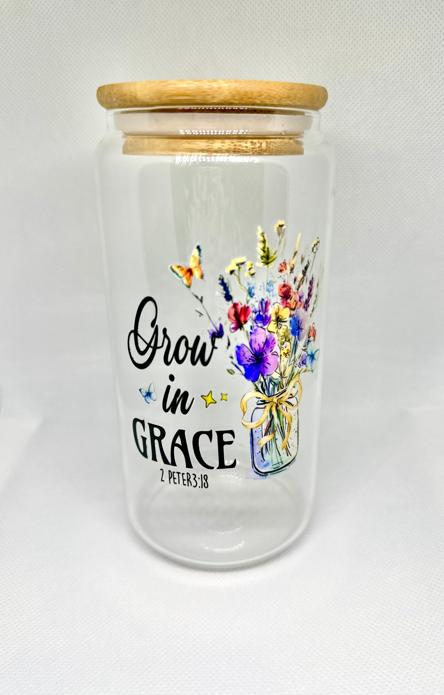 Grow in Grace Glass Tumbler