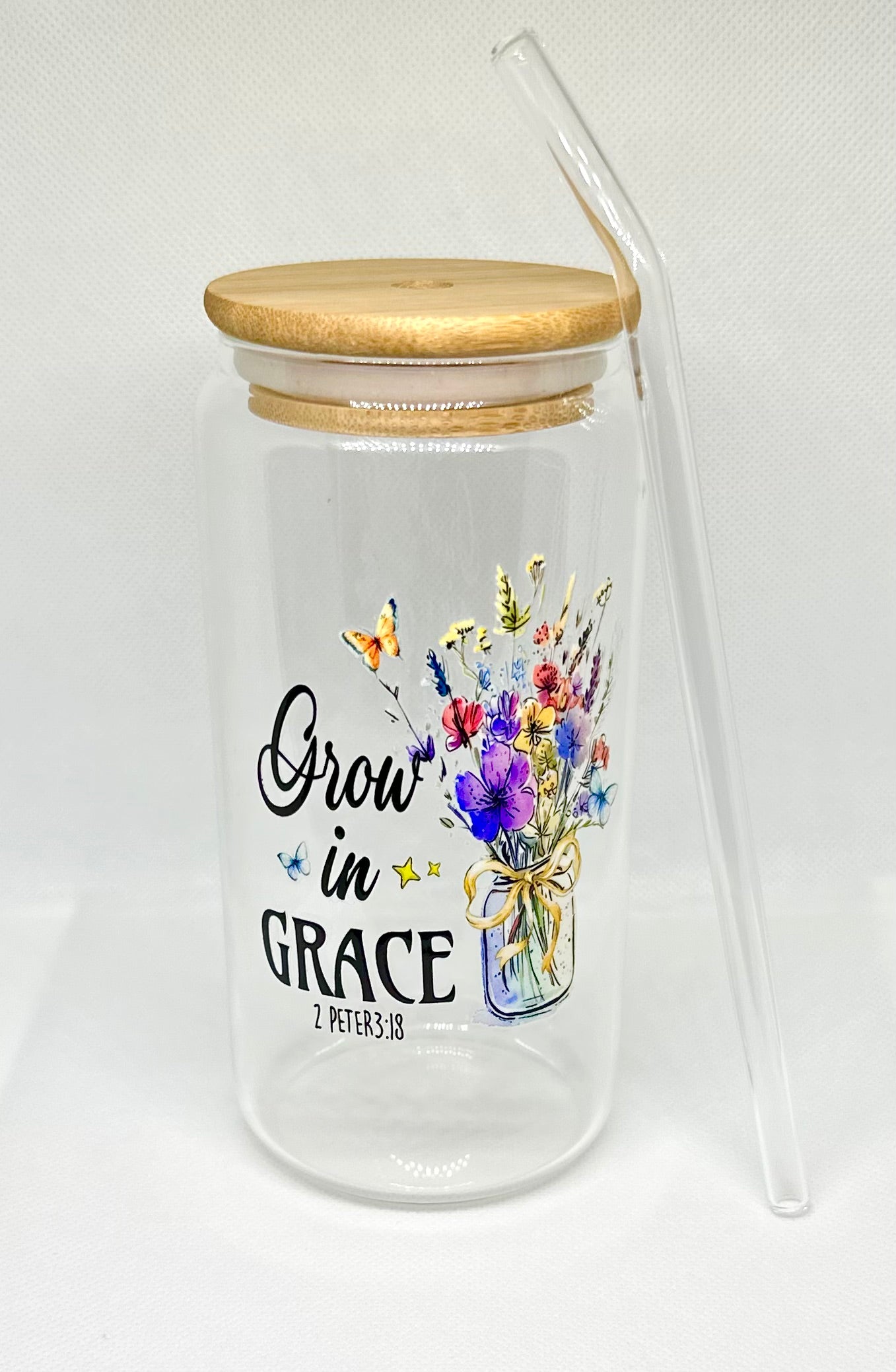Grow in Grace Glass Tumbler