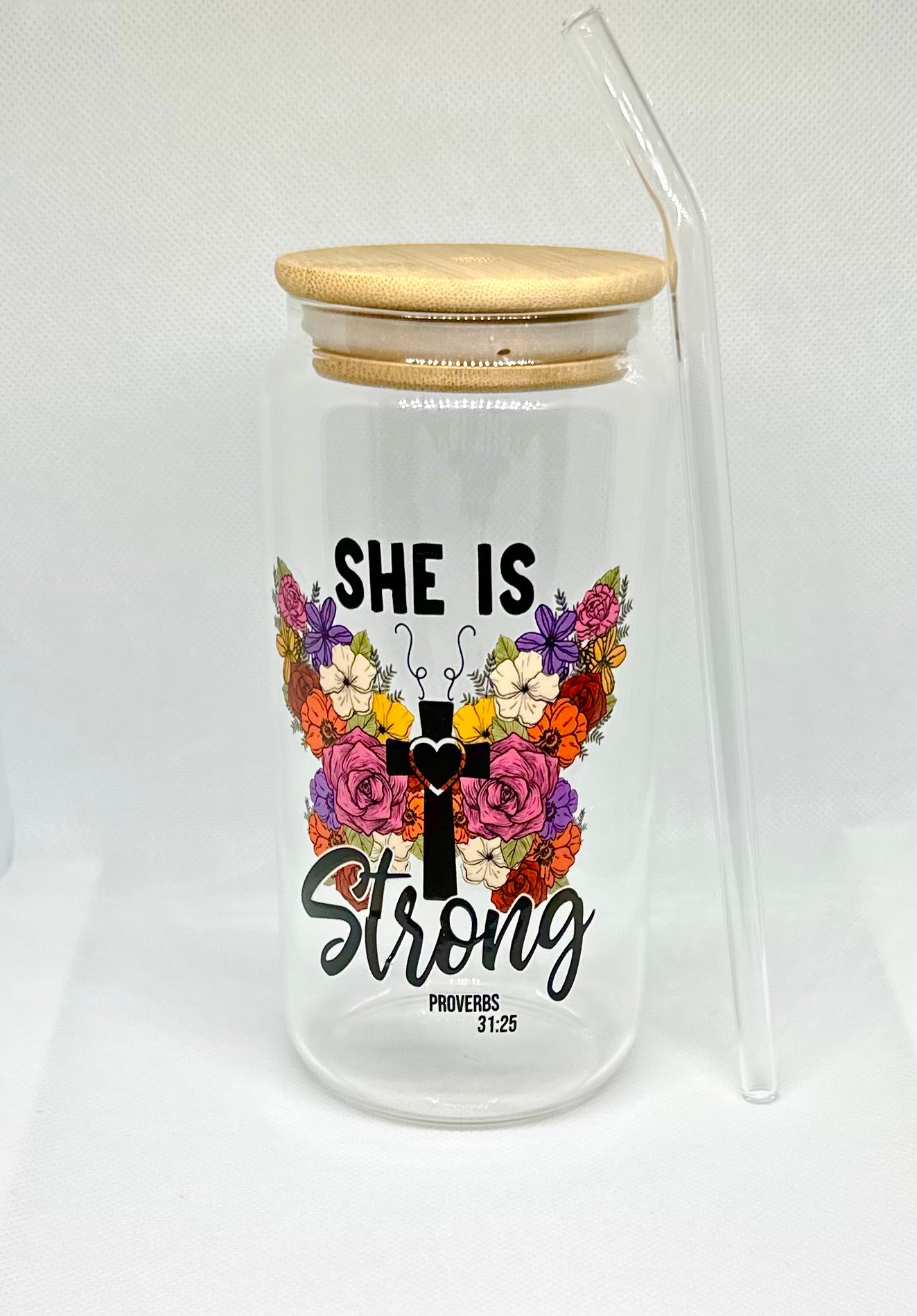 She is Strong Glass Tumbler