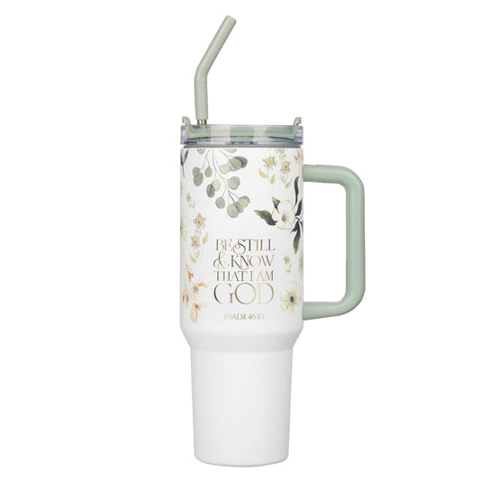 Be Still Teal Tumbler with Reusable Straw