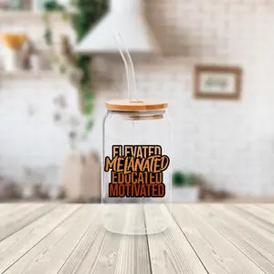 Elevated, Melanated, Educated, Motivated Glass Tumbler
